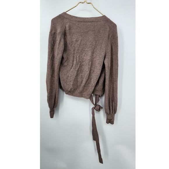 Le Ore Revolve Lodi Pointelle Knit Wrap Cardigan Size Medium In Walnut - Picture 7 of 9